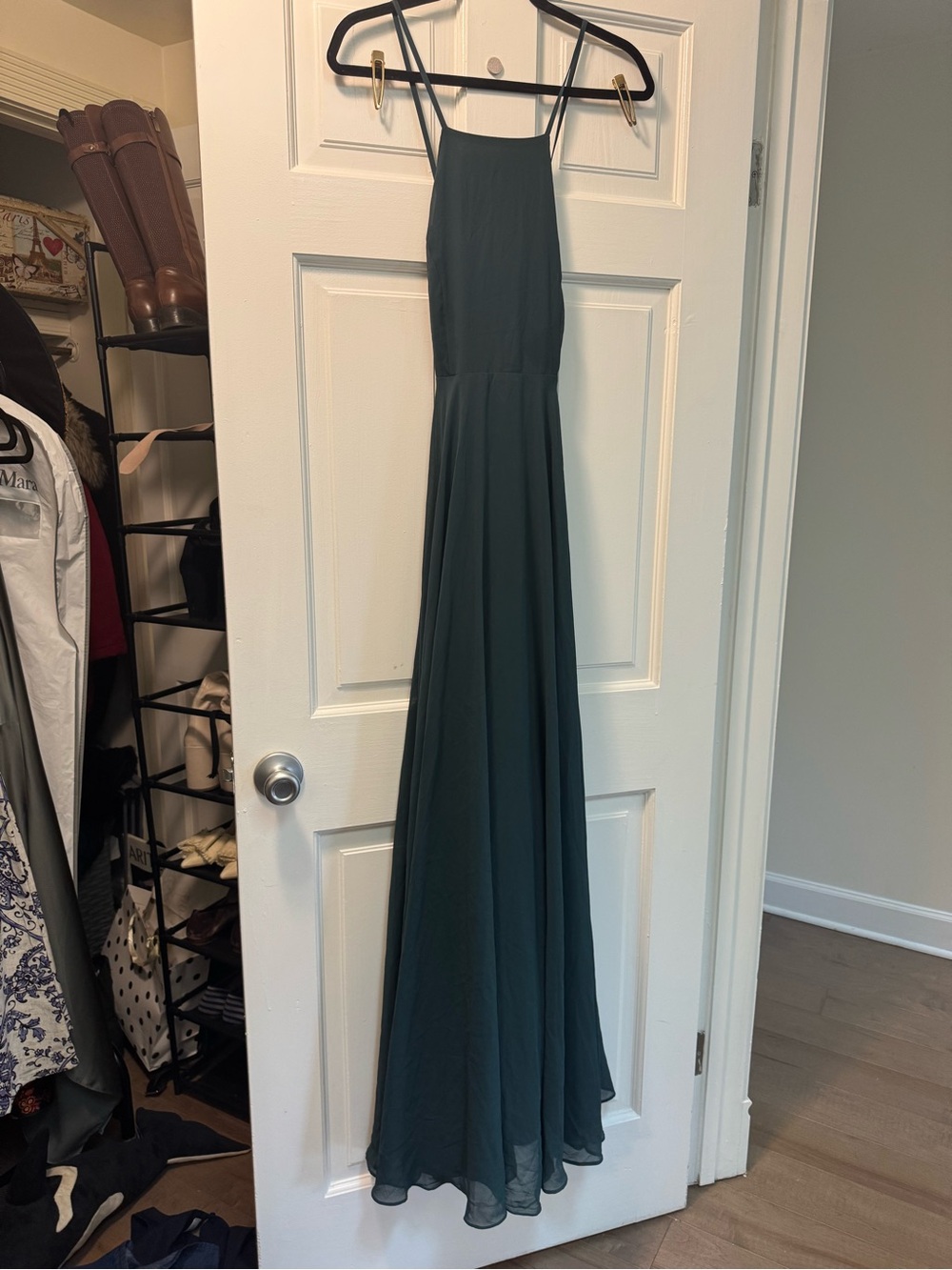 Lulu's Dark Teal Spaghetti Strap Maxi Dress